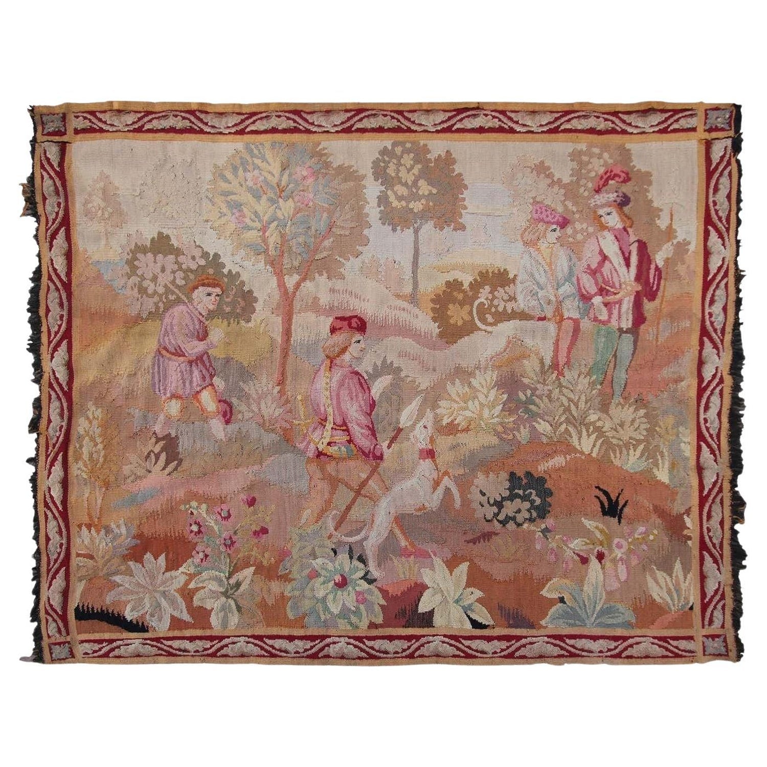 Naive European French Folk Art Jovan Lazar Obican Tapestry Wall Hanging Weaving