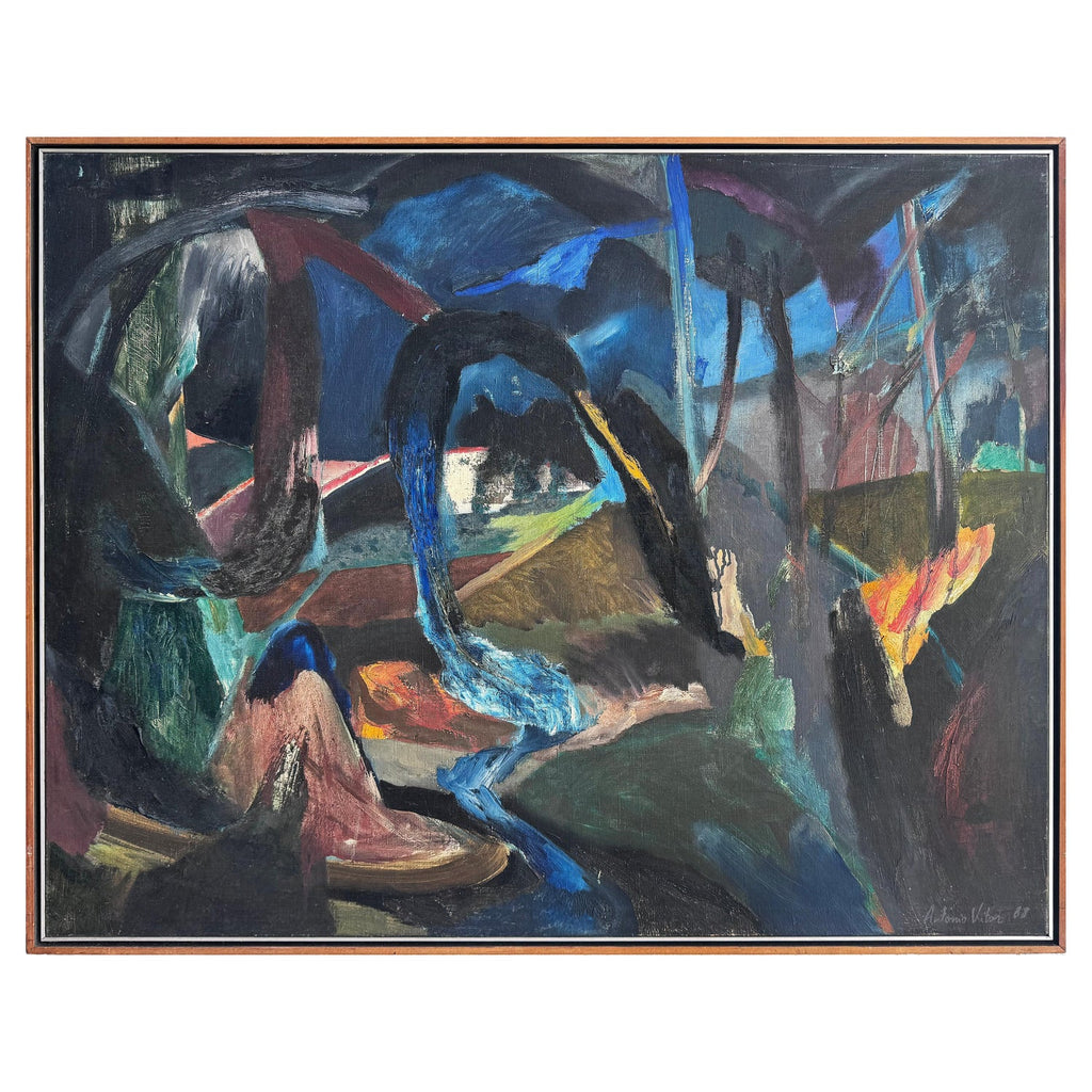 Large Venezuelan Modernist Abstract Oil Painting Machu Picchu Marius Sznajderman