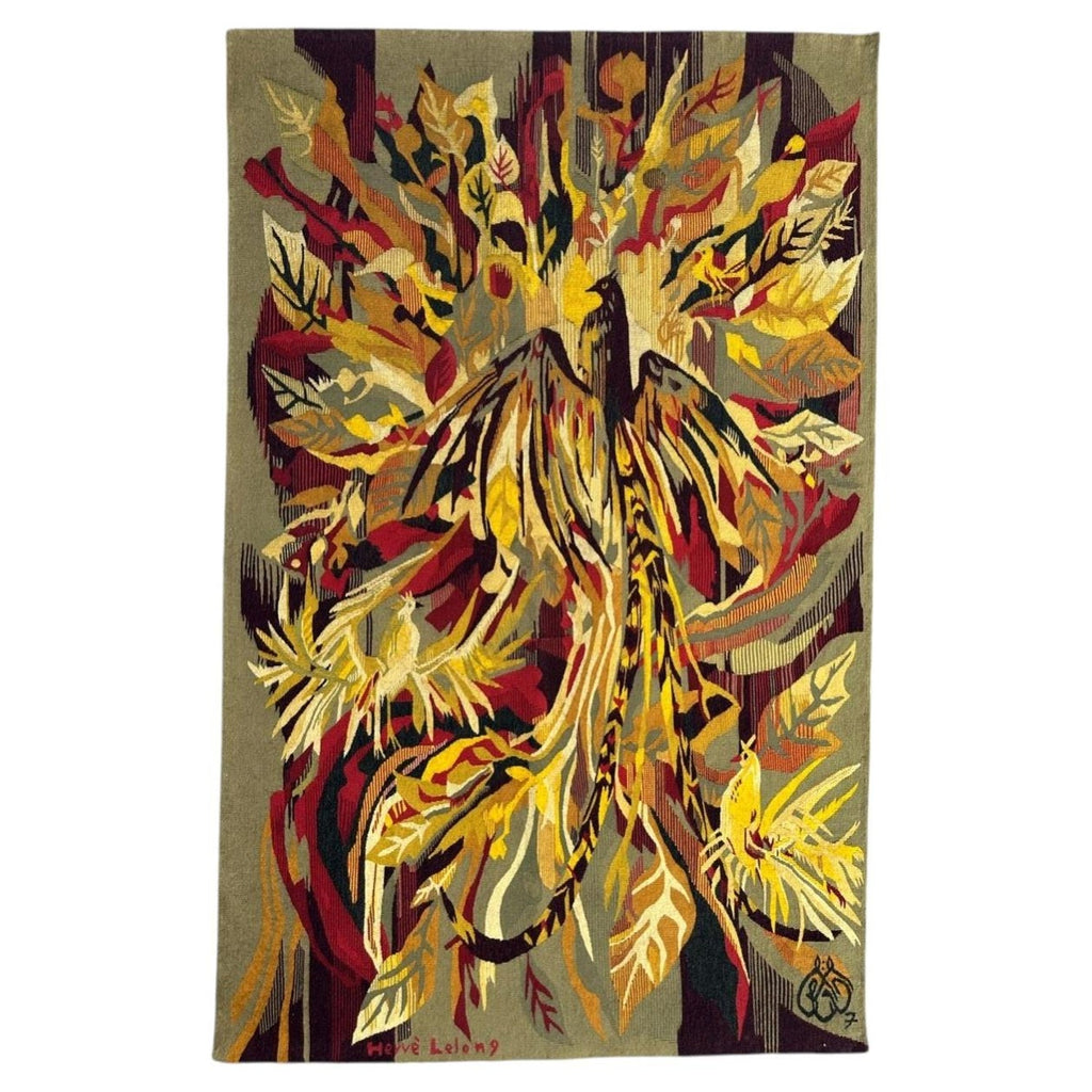 Art Deco French Modernist Handmade Aubusson Gobelin Tapestry Jean Picart Le Doux