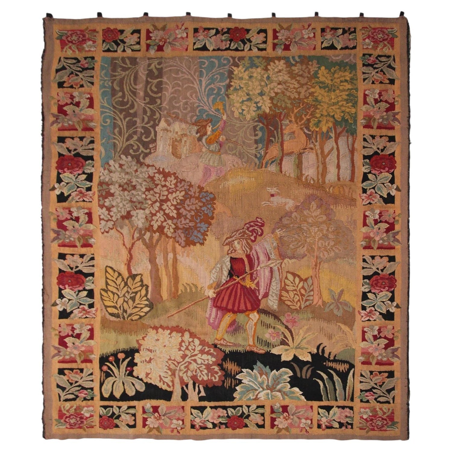 Naive European French Folk Art Jovan Lazar Obican Tapestry Wall Hanging Weaving