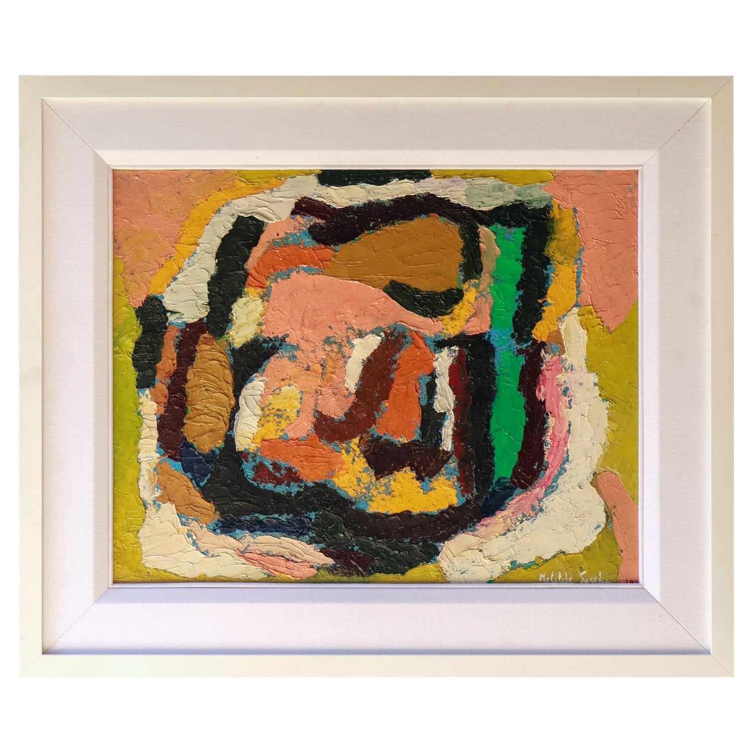 Abstract Painted Ceramic Tile Pop Art Painting Italian Neo Figurative Painting