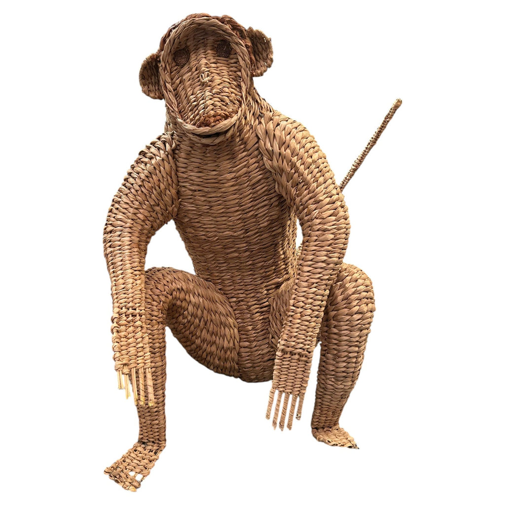 Monkey Head Natural Sisal Fiber Clay Sculpture Chimpanzee Anne Andersson Art
