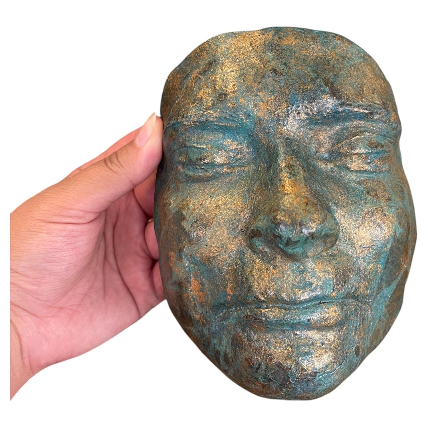 Rare Cast Painted Bronze Head Sculpture British Realist Sculptor John Davies