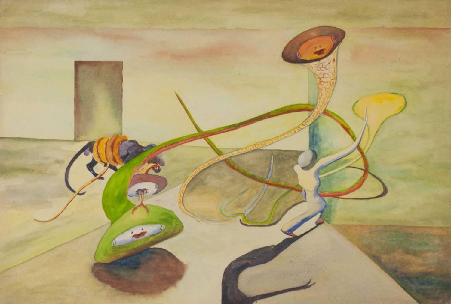 Latvian Israeli Surreal Gouache Illustration Art Painting Tel Aviv