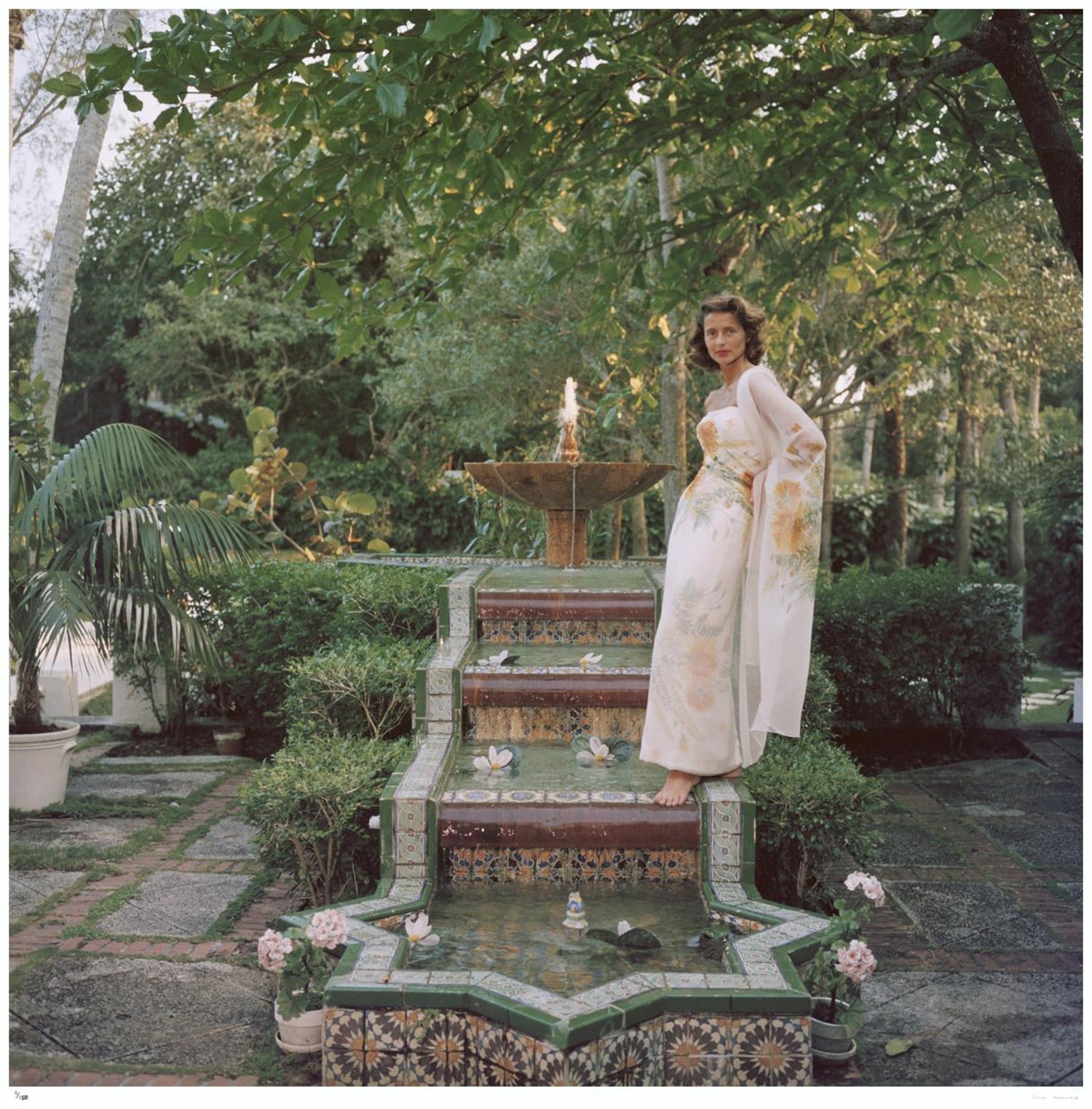 Woman in Bathrobe Large Format Flower Photo 24X20 Color Photograph Beach House
