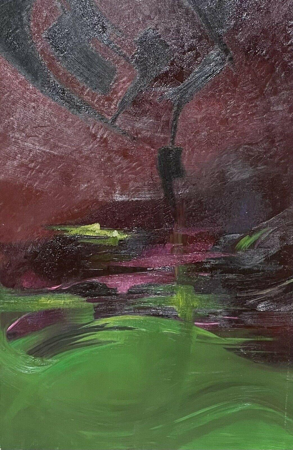 Large Expressionist Oil Painting Hand Carved Wood Panel Jean Claude Gaugy