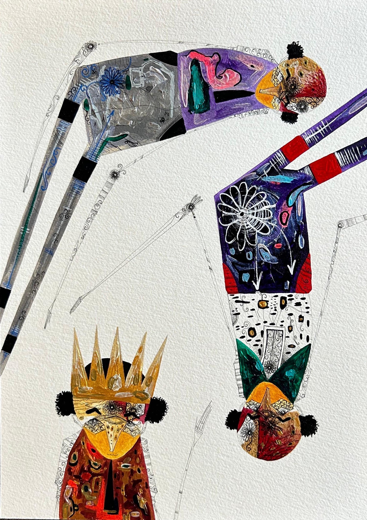 Large Spanish Pop Art Catalan Mixed Media Collage Painting Jordi Prat Pons