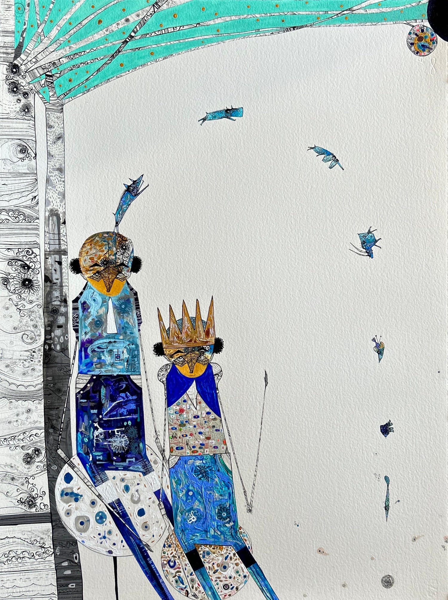Large Spanish Pop Art Catalan Mixed Media Collage Painting Jordi Prat Pons