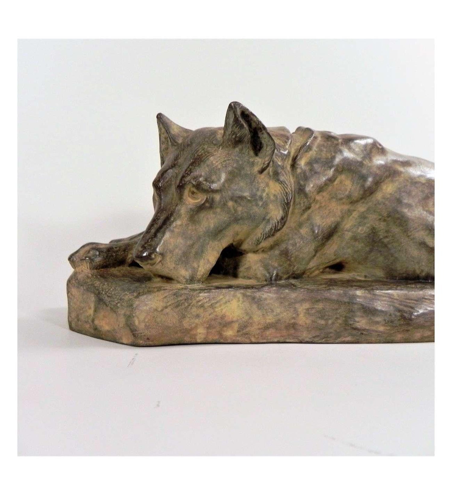 Polish Modernist PUPPY DOG Bronze Expressionist Art Sculpture