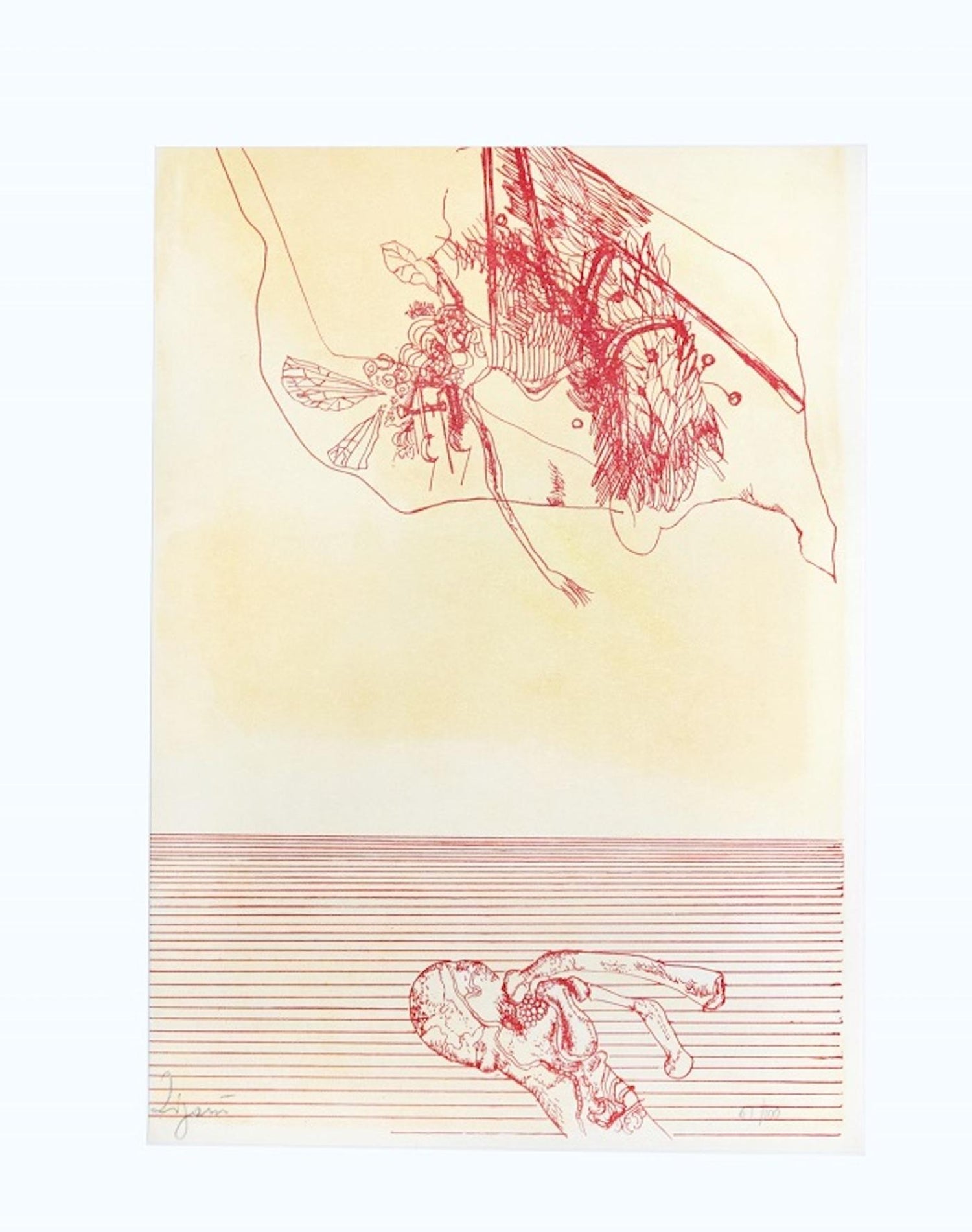 Large Italian Aquatint Etching Francesco Clemente Neo Expressionist Avant Garde