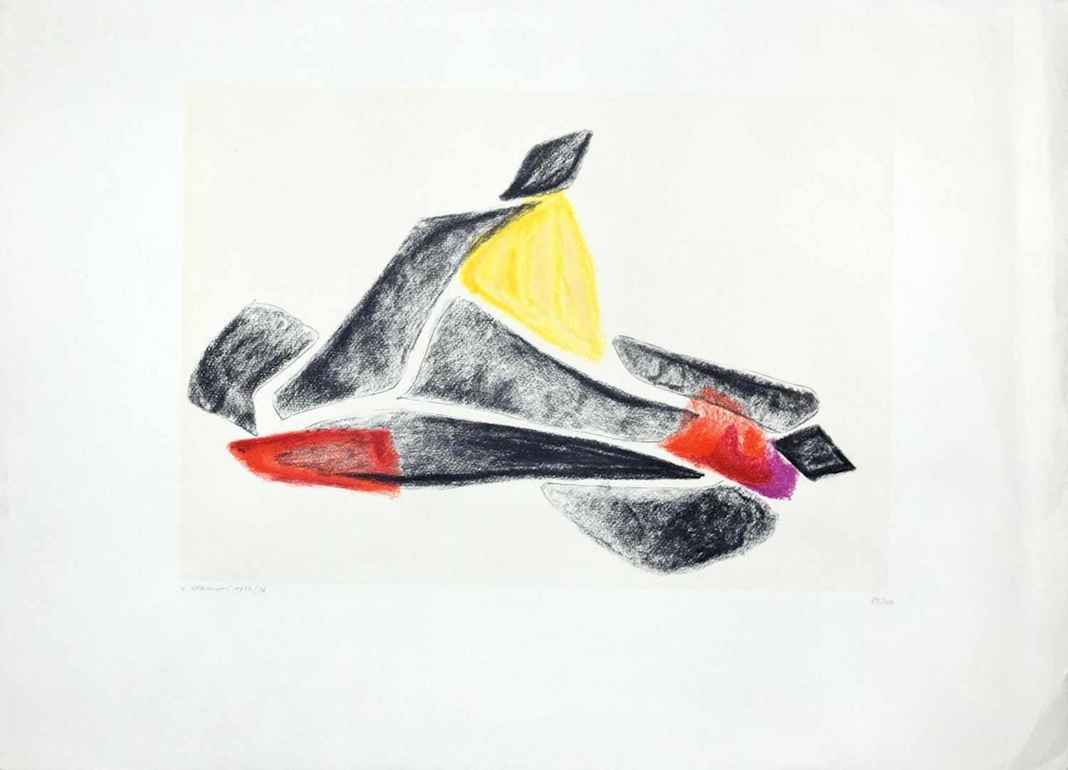 Chinese Abstract Modernist Signed Lithograph Hong Kong Modern Art