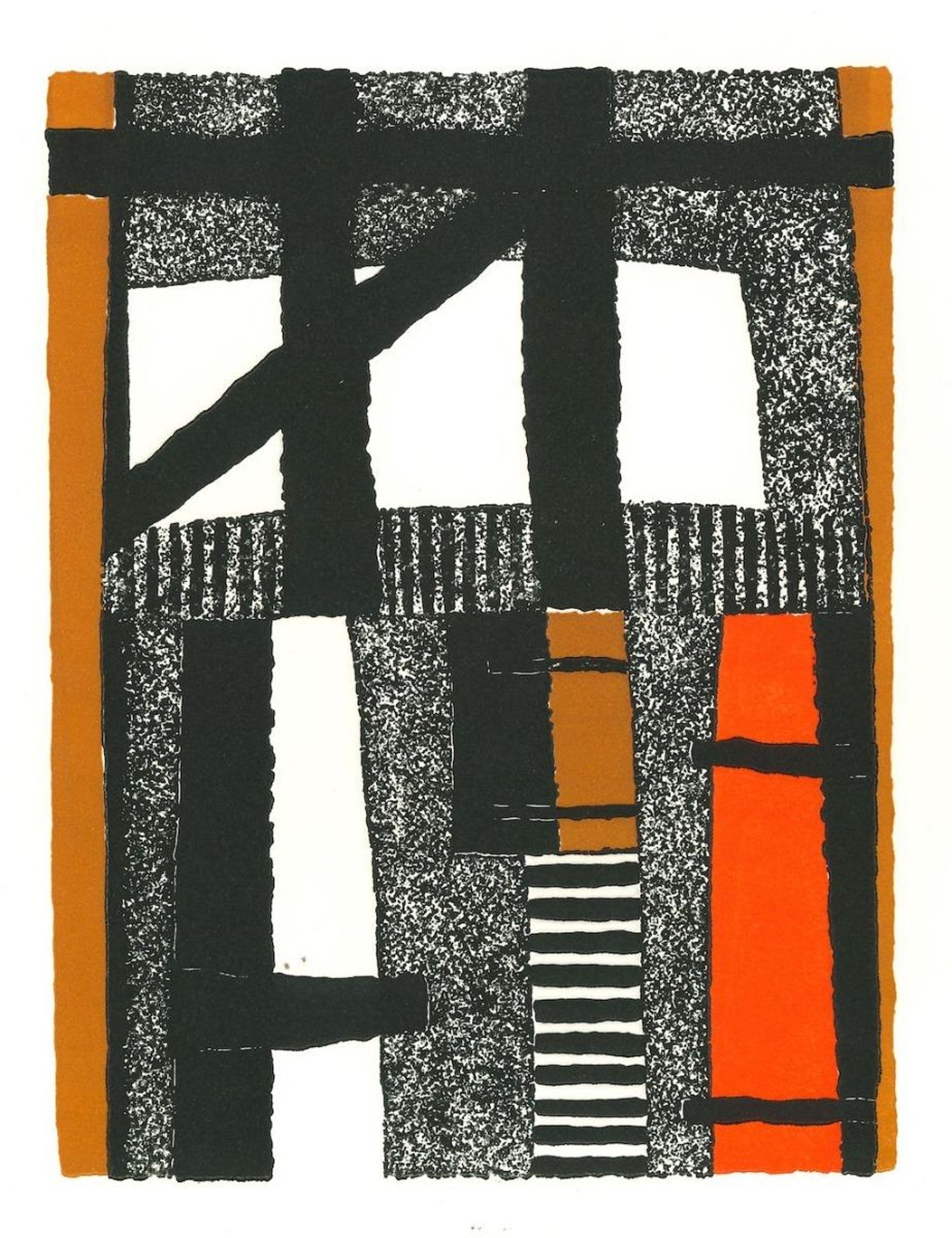 Motif. Abstract, African American Artist Viola Leak Woodcut Silkscreen Print