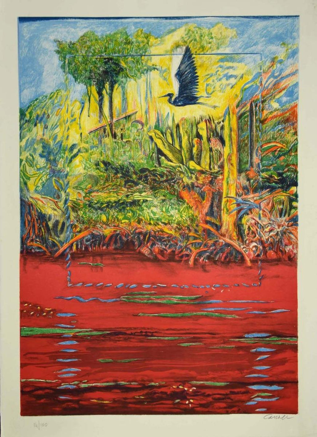 1971 Tamarind Print Landscape Lithograph Paul Sarkisian Photo Realist Americana