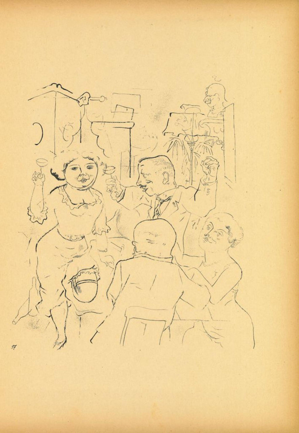 1936 Lithograph Interregnum Portfolio Windblown Man Small Edition Weimar Germany