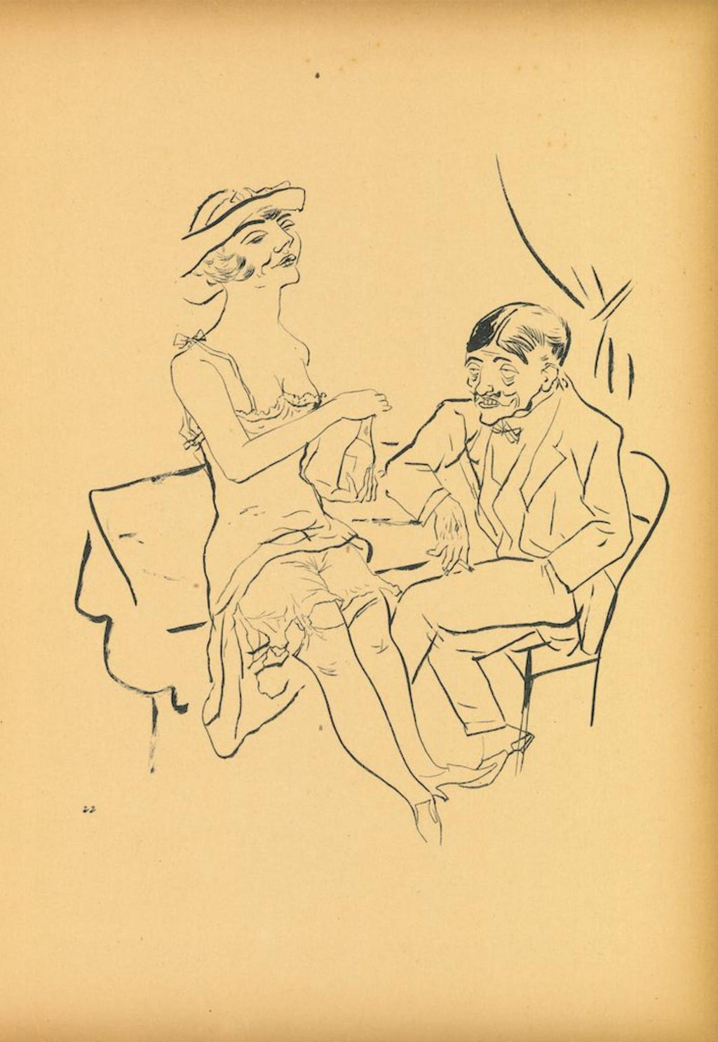 1936 Lithograph Interregnum Portfolio Windblown Man Small Edition Weimar Germany