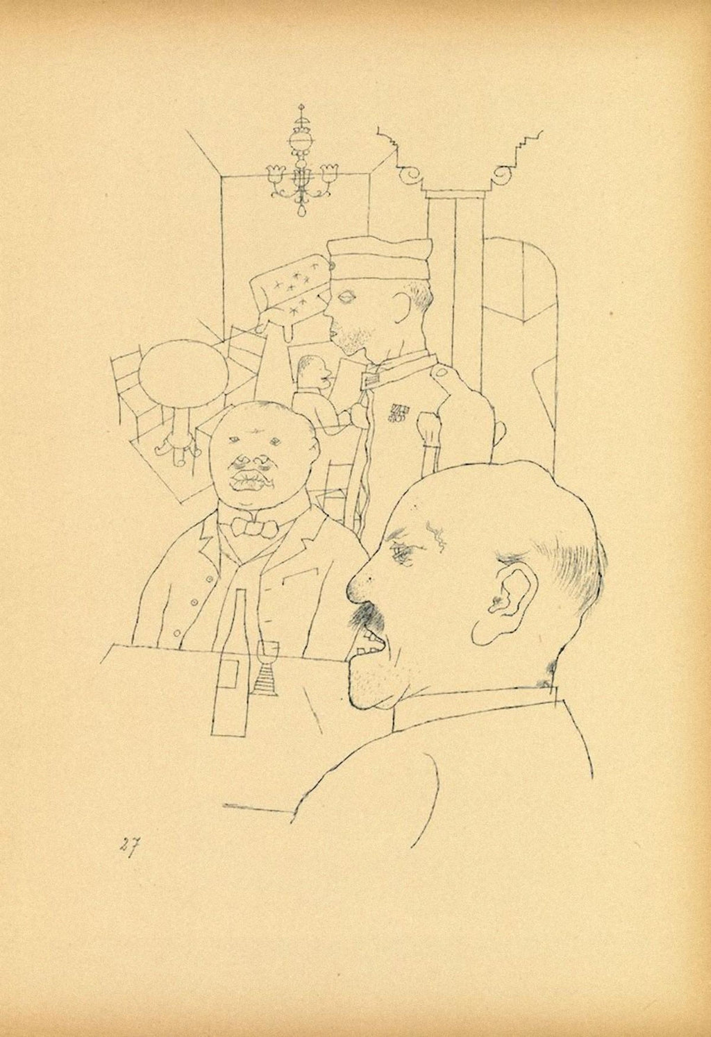 1936 Lithograph Interregnum, Cigar, Kid w Toy Gun,  Small Edition Weimar Germany