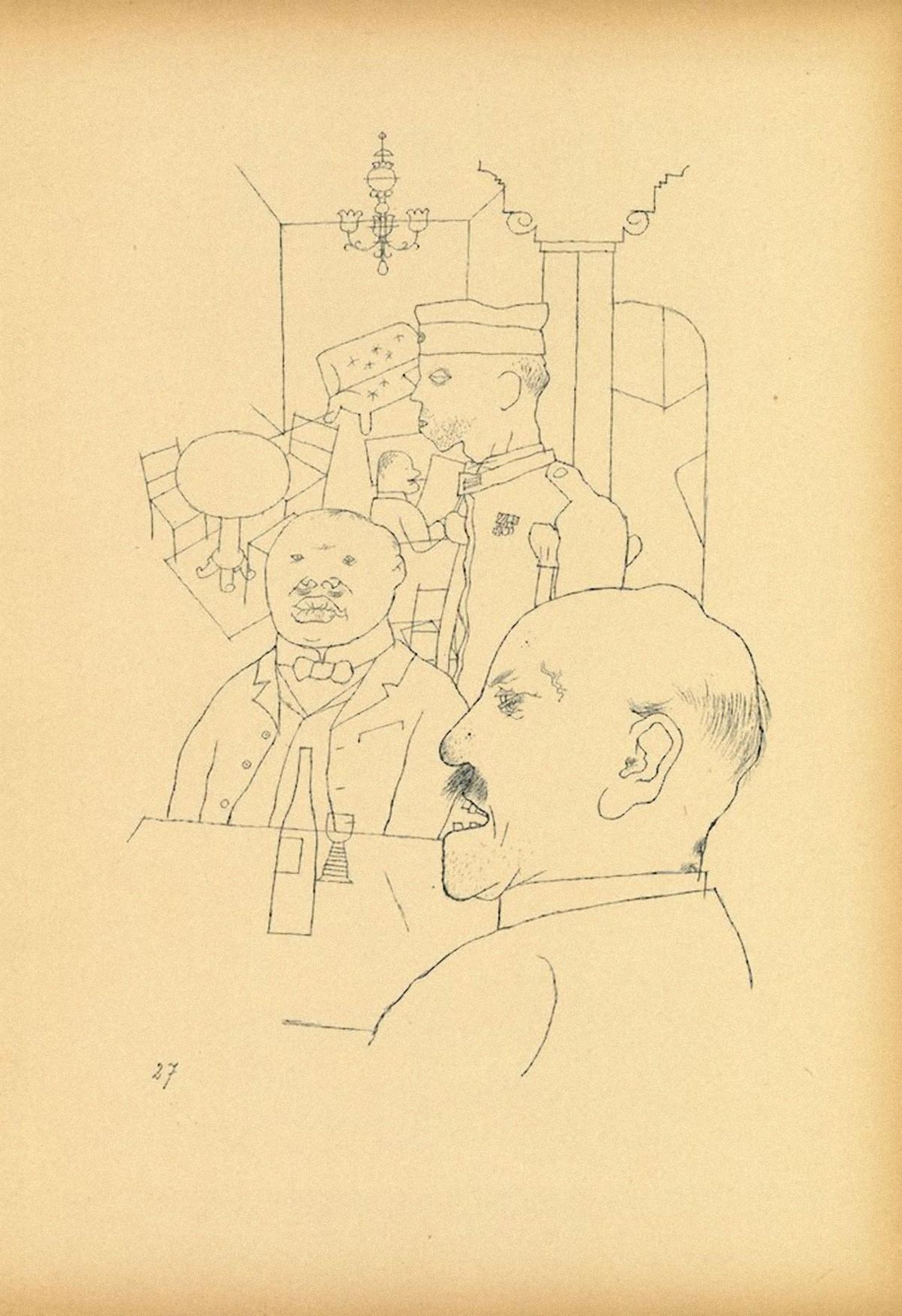 1936 Lithograph Interregnum, Cigar, Kid w Toy Gun,  Small Edition Weimar Germany