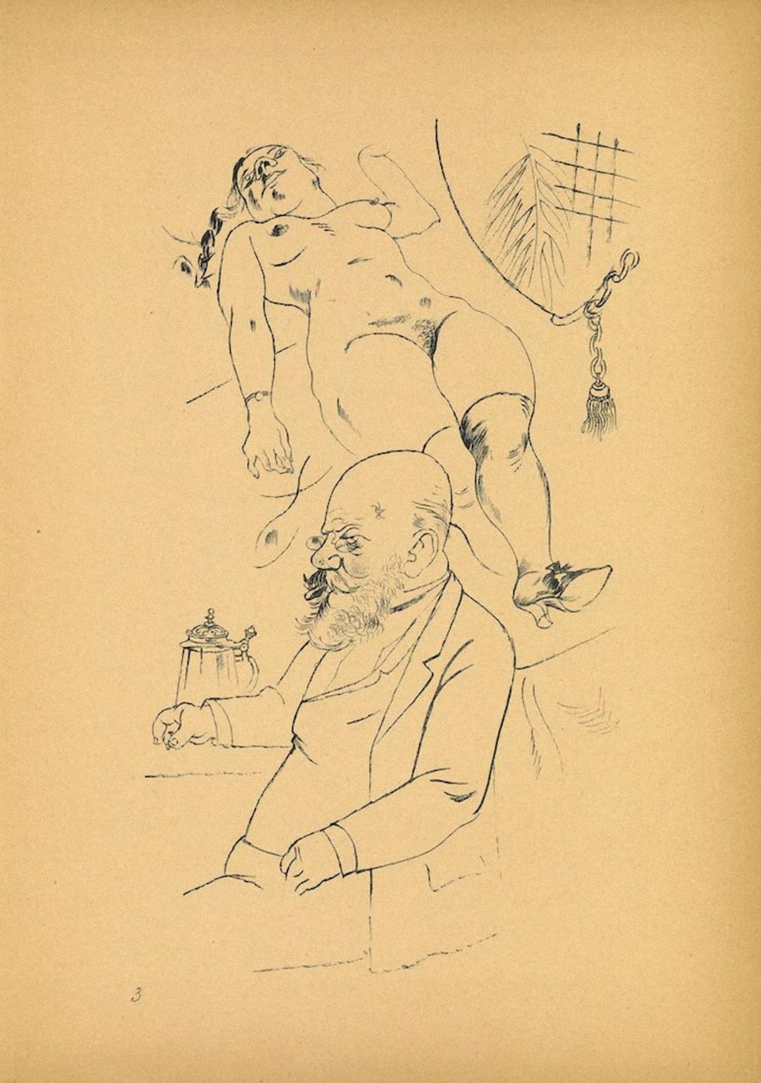 1936 Lithograph Interregnum Portfolio Windblown Man Small Edition Weimar Germany