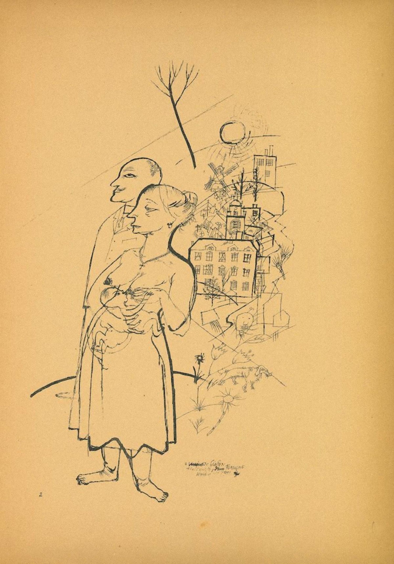 1936 Lithograph Interregnum, Cigar, Kid w Toy Gun,  Small Edition Weimar Germany
