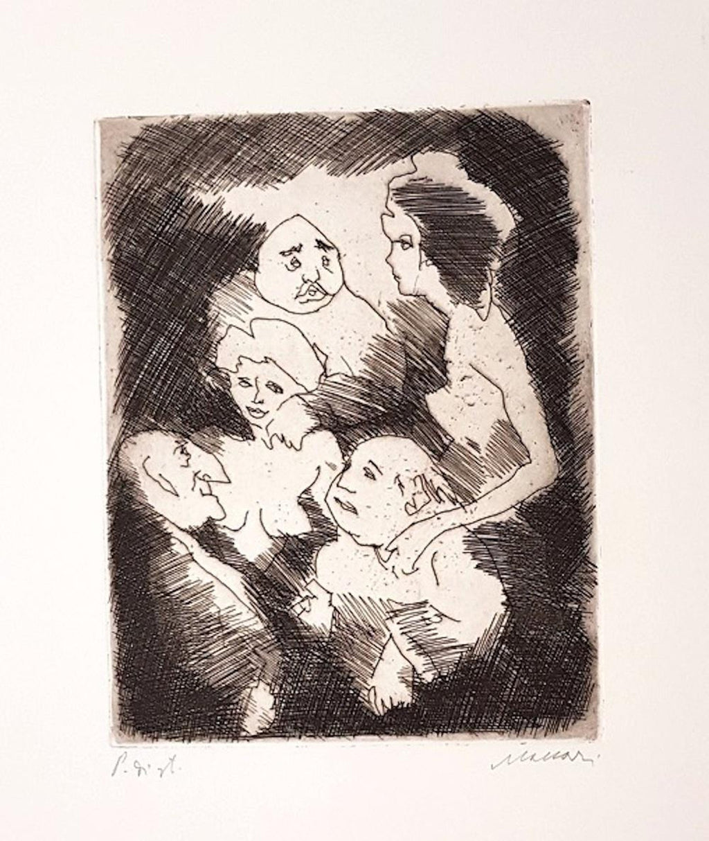 Portraits Erotic Vignettes French Israeli Surrealist Aquatint Etching Le Colonel