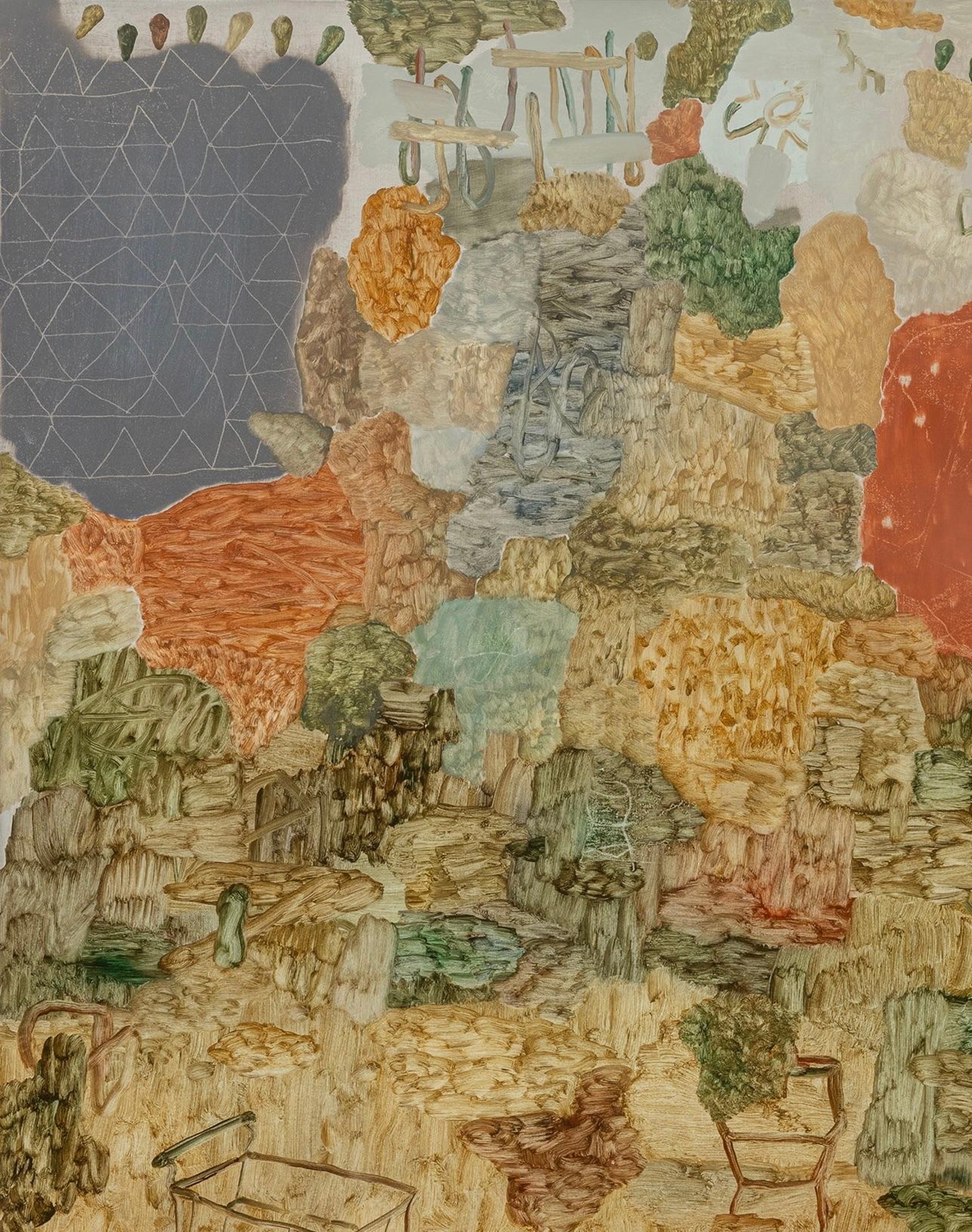 Abstract Wood Collage Assemblage Oil Painting Rafael Mahdavi Art Brut Kouros NYC