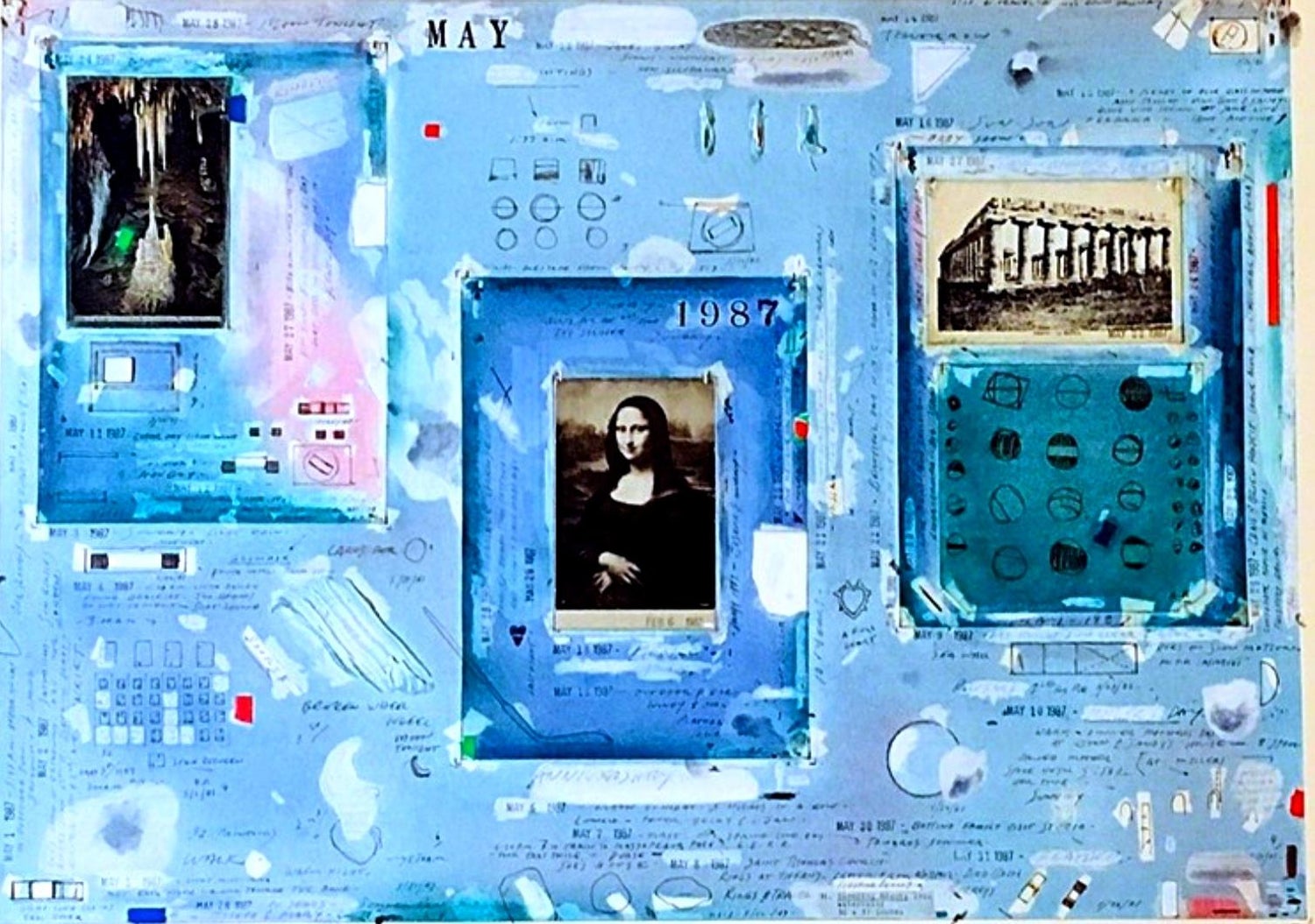 Mixed Media Outsider Visionary Art Newspaper Collage Bill Gates Laminated 2 side