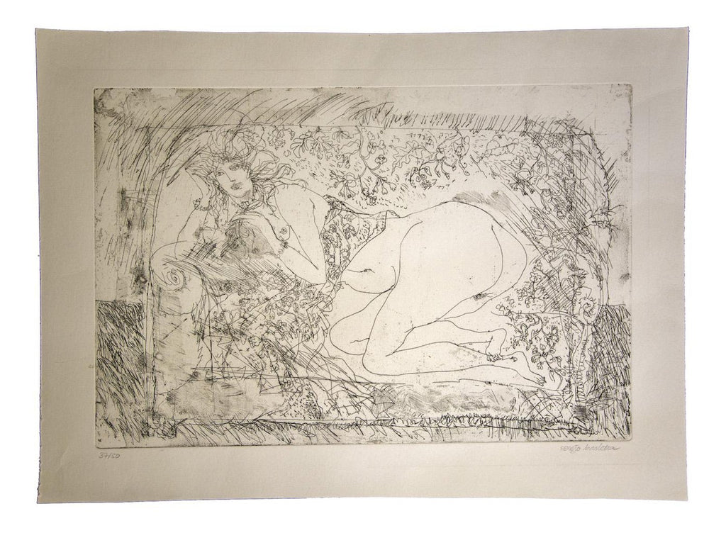 Erotic Nude French Surrealist Aquatint Etching Photo Collage Silkscreen Print