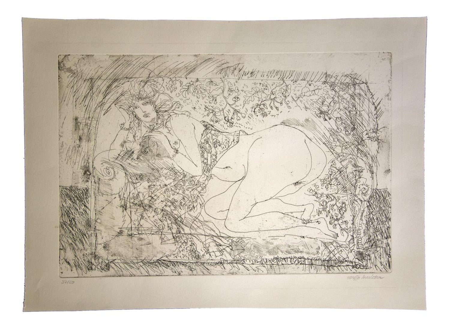 Erotic Nude French Surrealist Aquatint Etching Photo Collage Silkscreen Print