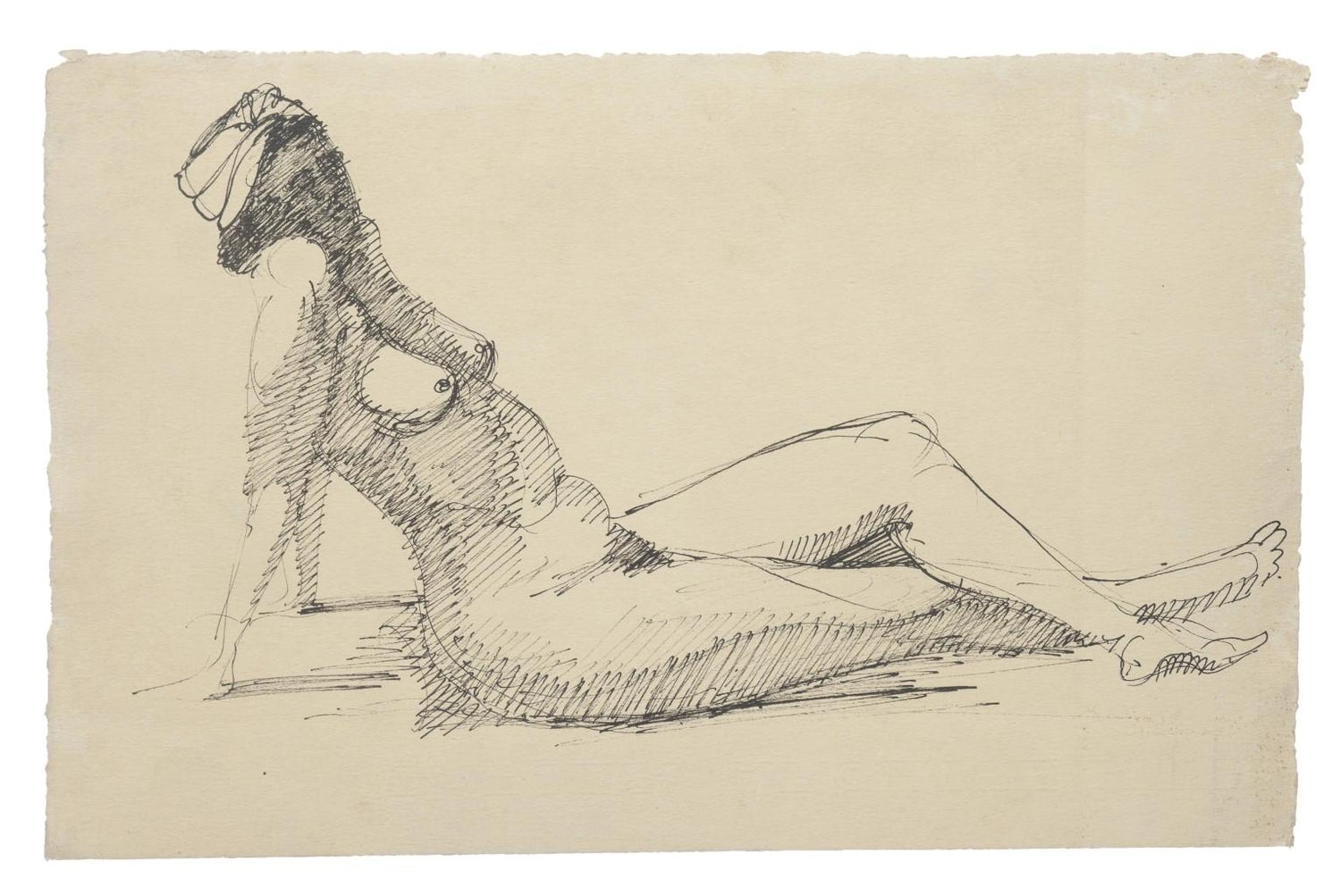 Sitting Nude, Drawing in Ink