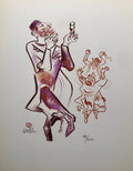 Jewish Shtetl Klezmer Wedding Tanz Judaica Lithograph WPA Yiddish Social Realist