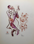 Jewish Shtetl Klezmer Wedding Tanz Judaica Lithograph WPA Yiddish Social Realist