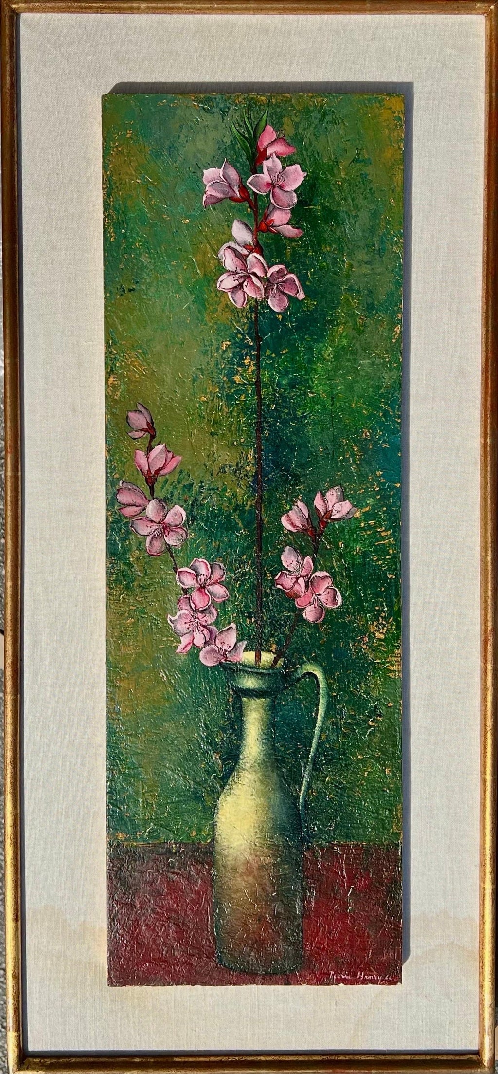 French Surrealism Oil Painting Pierre Henry Surrealist Color Flowers in Vase