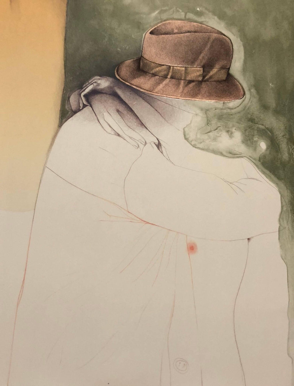 Al Quattro Large Surrealist Modernist Lithograph Embracing Couple