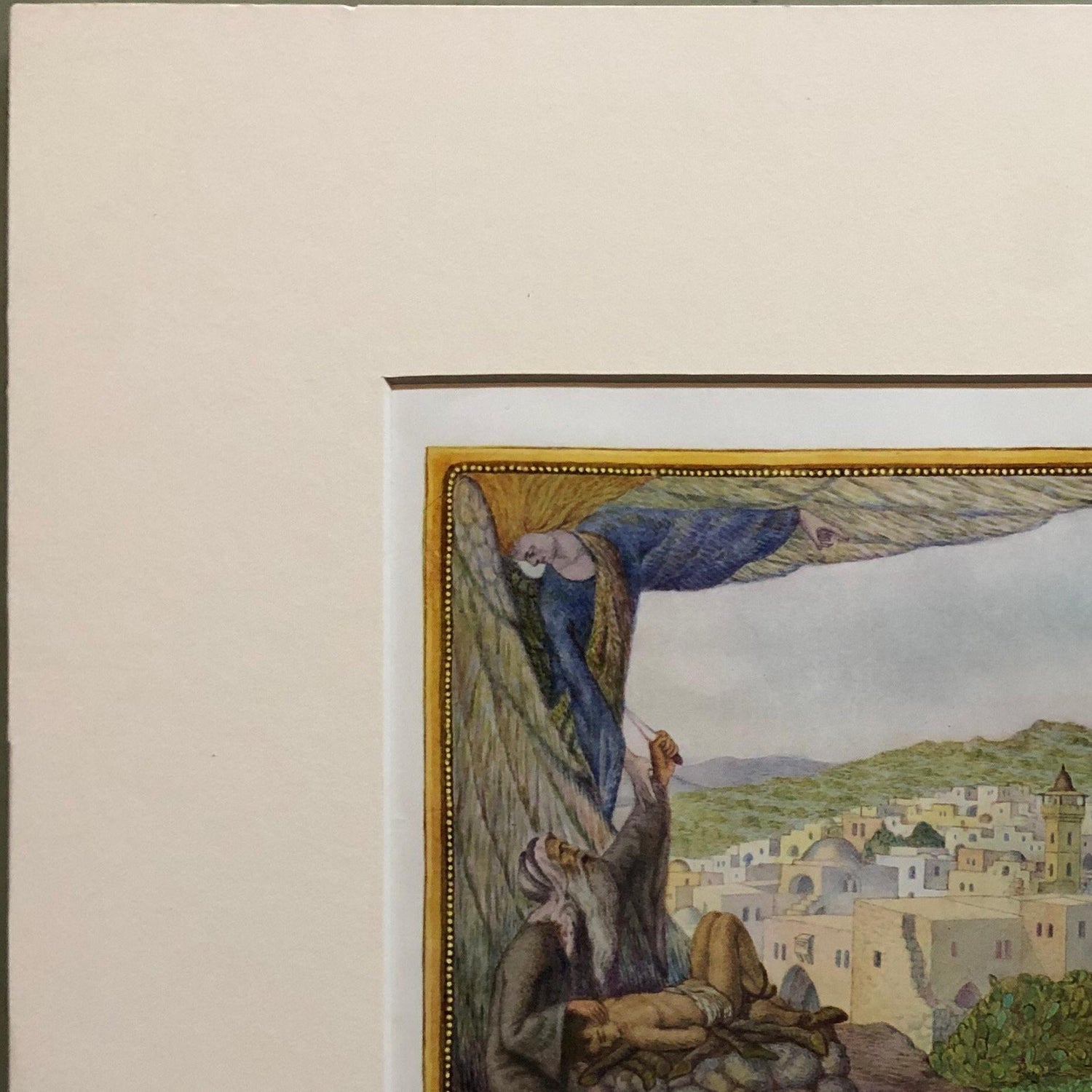 Rare Judaica Chevron Bezalel Zeev Raban Chromolithograph (made in Palestine)