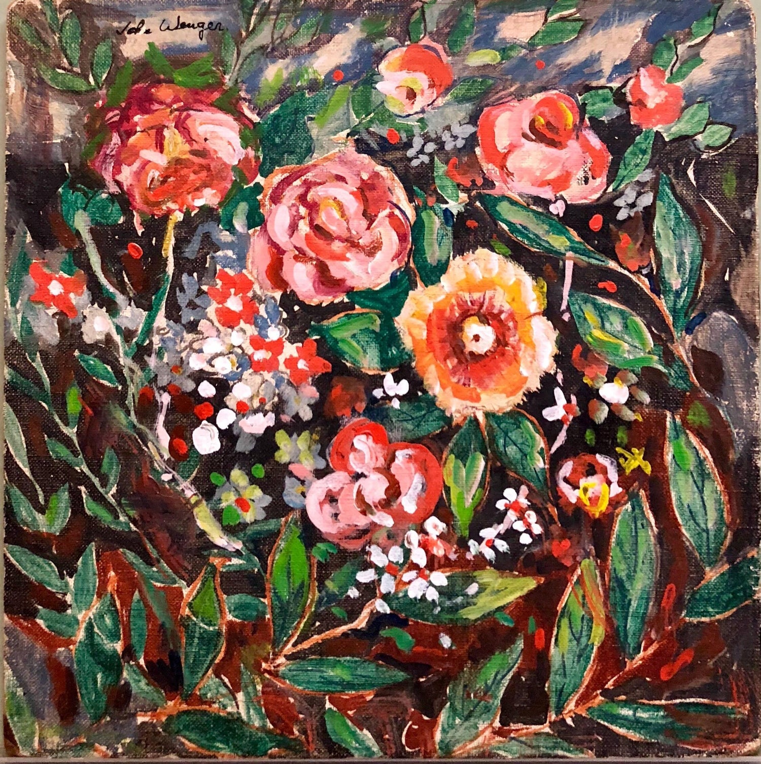 Wild Flowers Vibrant Colorful Modernist Oil Painting