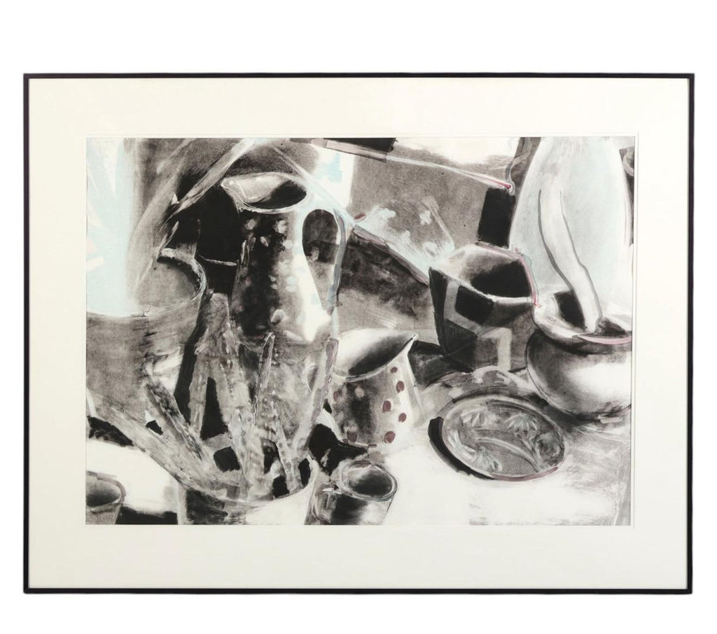 Large Joel Janowitz Boston Modernist Monotype Monoprint Painting Piranesi Series