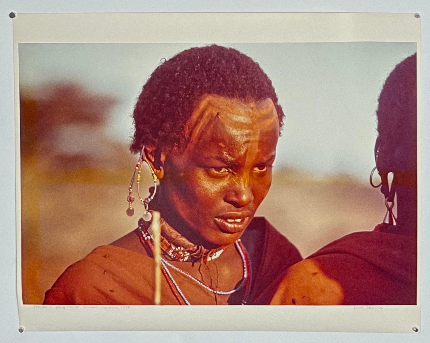 Rare Vintage Color C Print Photograph African Maasai Warrior Chromogenic Photo