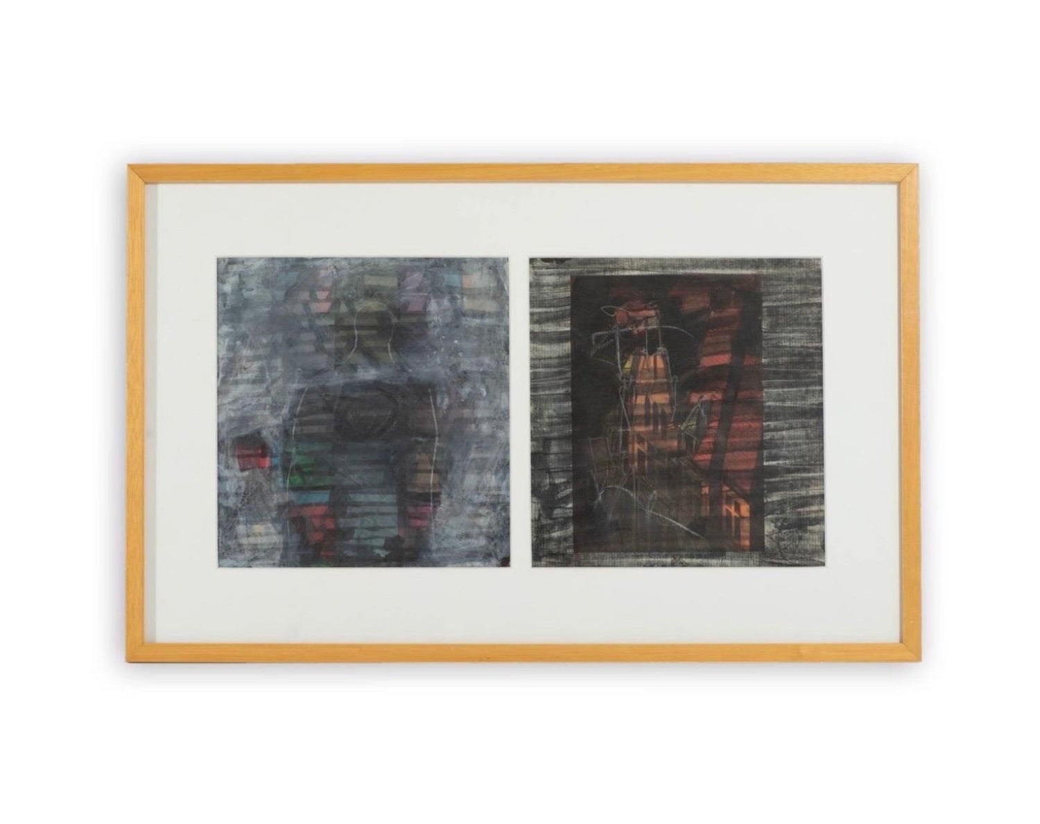 Bay Area Figurative Abstract Gouache Painting "Video Tower" John Hultberg