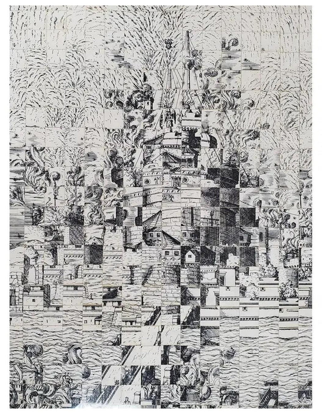 Original Guggenheim Museum Exhibited Jiri Kolar Collage Tower of Babel