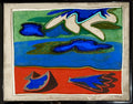 Italian Modernist Pop Art Oil Painting on Cement Mixed Media Paolo Valle, Venice