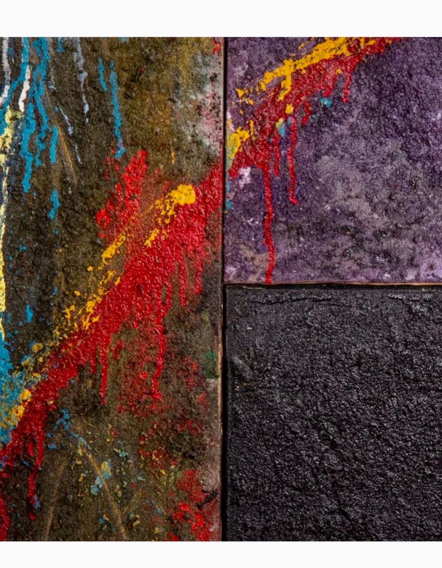 Large Spanish Contemporary Art Juan Suarez Abstract Bold Painting Triptych Group