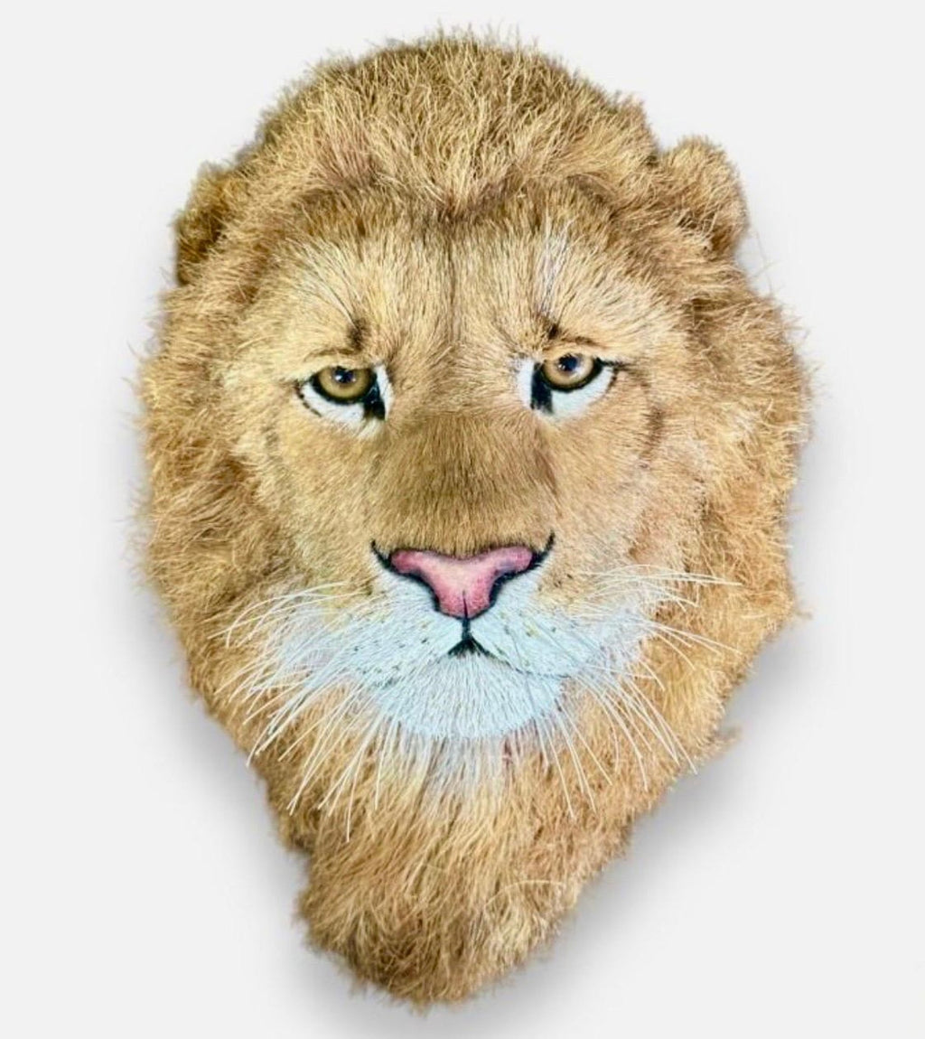Lions Head Big Game Trophy Natural Sisal Fiber Sculpture Lion Anne Andersson Art