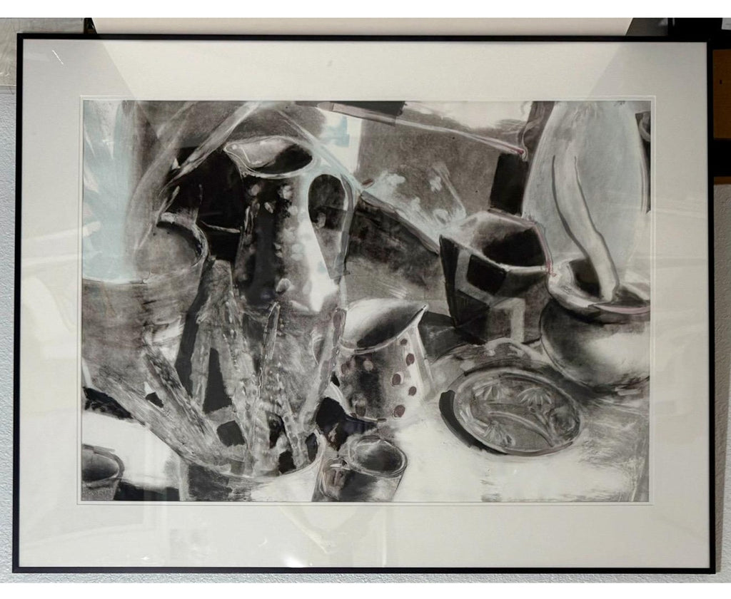 Large Joel Janowitz Boston Modernist Monotype Monoprint Painting Piranesi Series