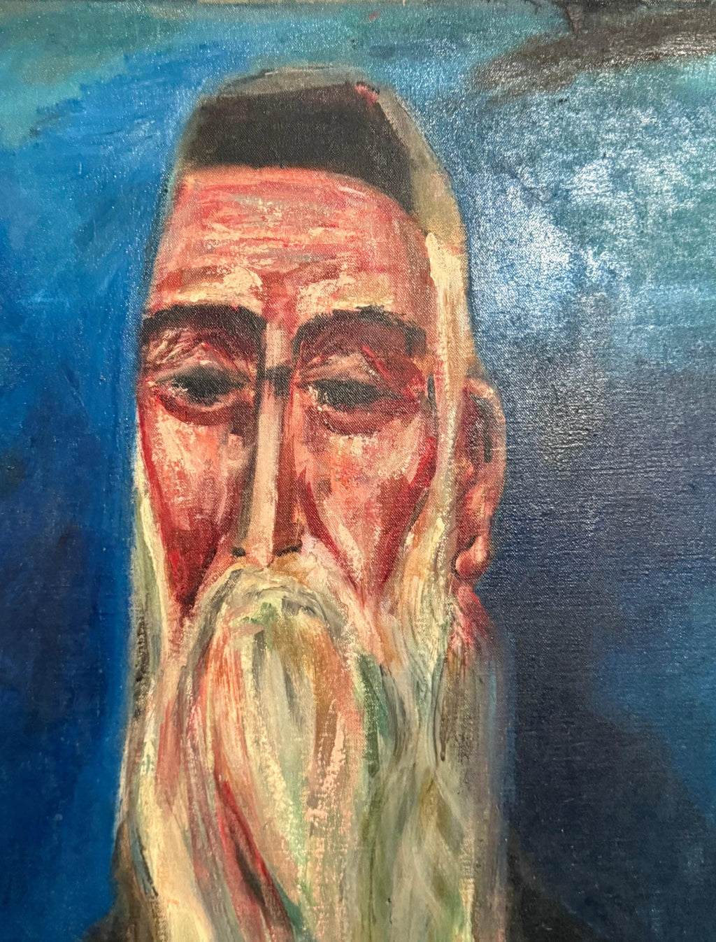 Rare 1946 WWII Judaica Abstract Oil Painting Nahum Tschacbasov WPA Artist Rabbi