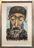 Modernist Watercolor Painting, Portrait of a Man, Judaica Rabbi