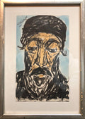 Modernist Watercolor Painting, Portrait of a Man, Judaica Rabbi