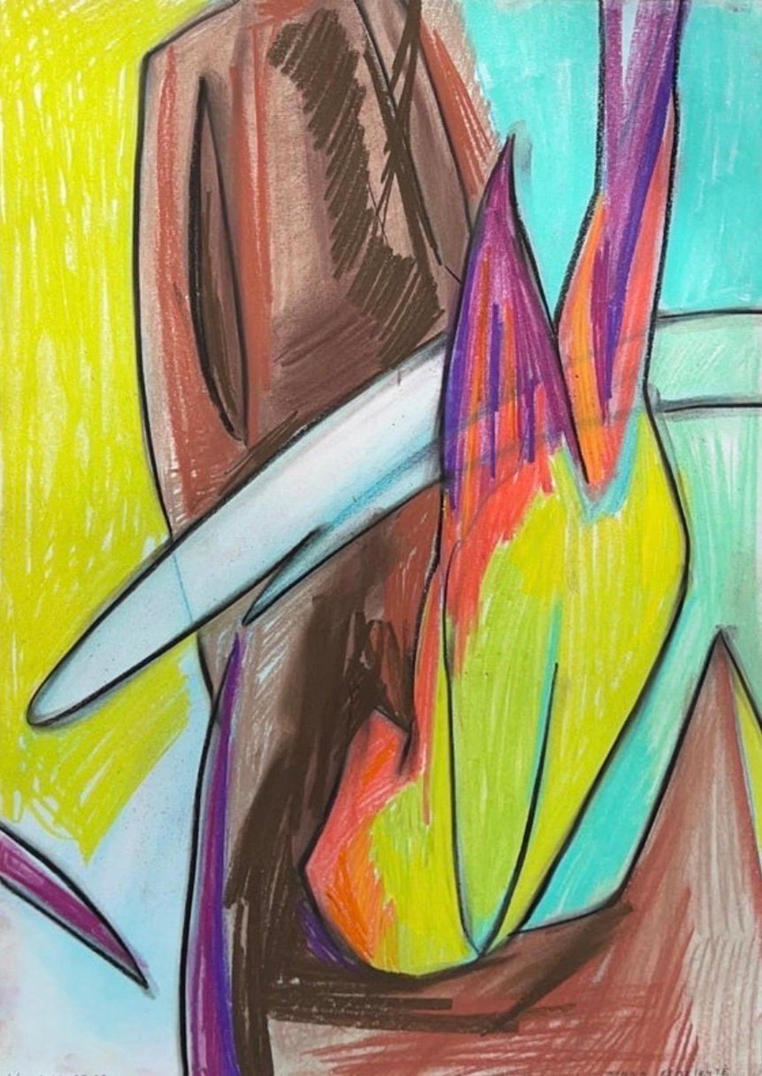 German Neo Expressionist Color Pencil Drawing Erwin Pfrang