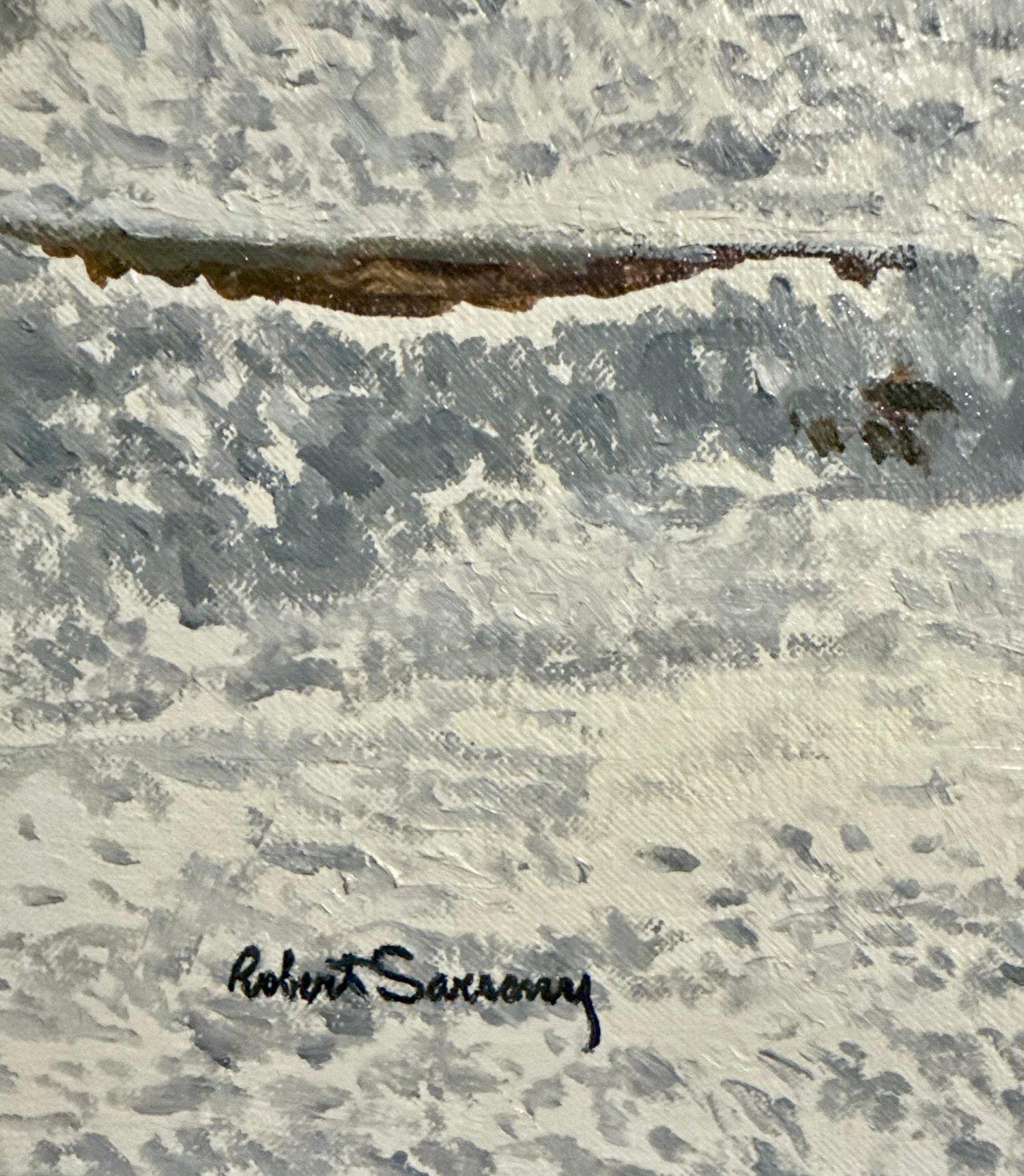 Large Oil Painting Central Park in Winter Robert Sarsony New York City in Snow