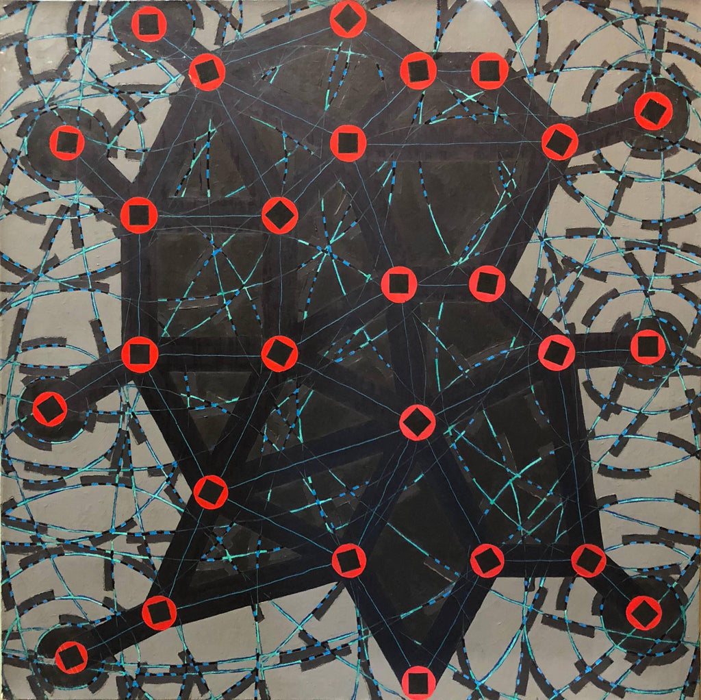 Stop Flats Night Stops Abstract Geometric Modernist Oil Painting W.C. Richardson