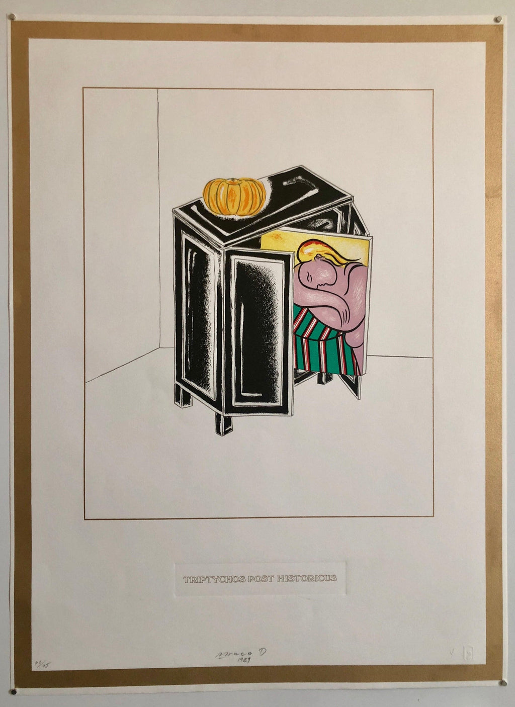 Triptychos Post Historicus Picasso Conceptual Art Silkscreen Gold Lithograph